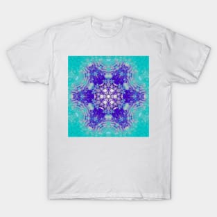 Digital Mandala Purple Blue and White T-Shirt